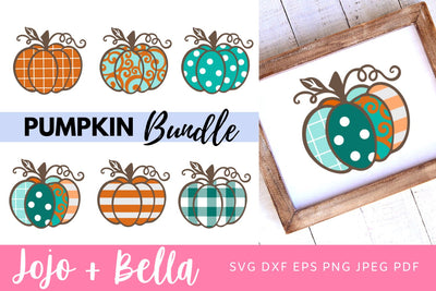 Patterned Pumpkin Svg Bundle, Patterned Pumpkin Svg, Paper Craft Pumpkin Svg, Plaid Pumpkin Svg Bundle, Svg files for Cricut and Silhouette SVG Jojo&Bella 