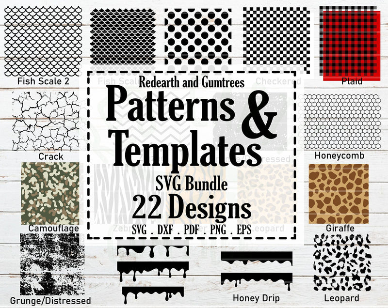 Patterns and stencil templates bundle SVG,plaid,distressed SVG Redearth and gumtrees 