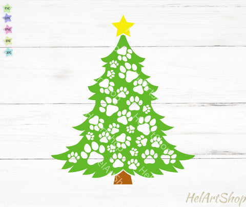 Paw Christmas Tree SVG, Dog Paw SVG, Paw Print SVG SVG _HelArtShop_ 