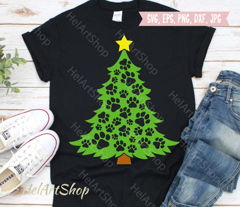 Paw Christmas Tree SVG, Dog Paw SVG, Paw Print SVG SVG _HelArtShop_ 