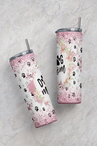 Paw Dog Tumbler, 20oz Skinny Tumbler Sublimation Designs Dog Mom Tumbler PNG Sublimation CaldwellArt 