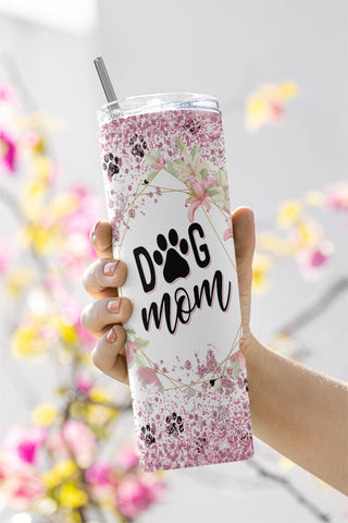 Paw Dog Tumbler, 20oz Skinny Tumbler Sublimation Designs Dog Mom Tumbler PNG Sublimation CaldwellArt 