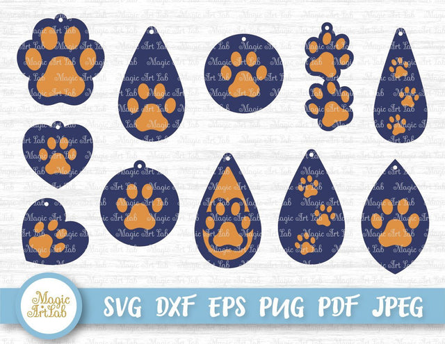 Paw earrings cut files SVG MagicArtLab 