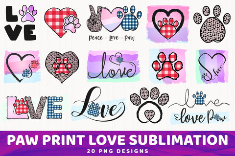 Paw Heart Love PNG Sublimation Bundle SVG futivesvg 