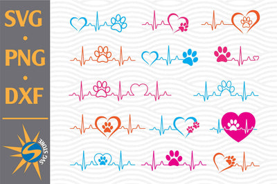 Paw Heartbeat SVG, PNG, DXF Digital Files Include SVG SVGStoreShop 