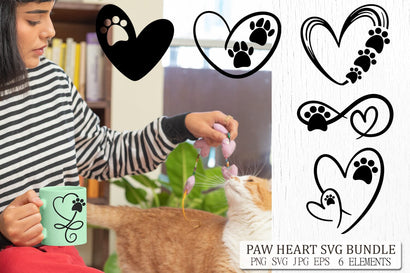 Paw Hearts SVG Bundle | Pet lover t-shirt designs / Cat and Dog paws SVG Pfiffen's World 
