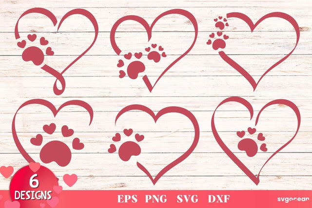 Paw Hearts Svg Bundle | Valentine’s Day | Silhouettes Cut Files SVG SvgOcean 