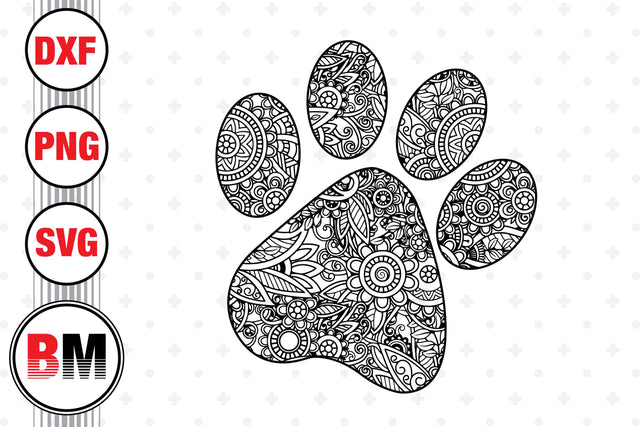 Paw Mandala SVG, PNG, DXF Files SVG BMDesign 
