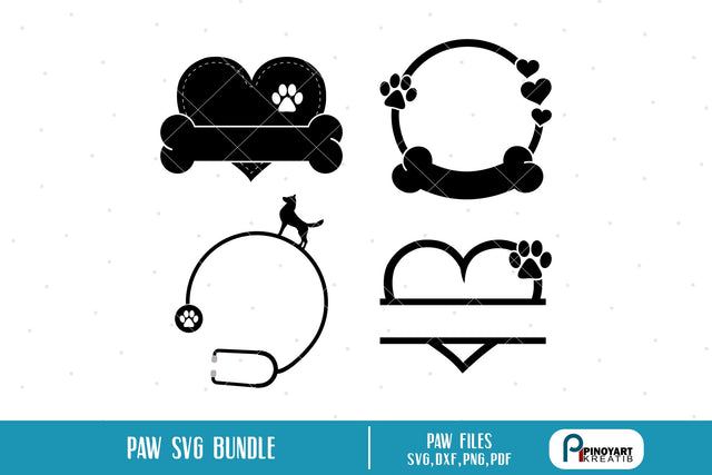 Paw Monogram Svg Bundle SVG Pinoyart Kreatib
