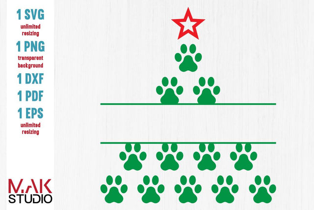 Paw monogram svg, Dog paw christmas svg, Paw christmas monogram svg SVG MAKStudion 