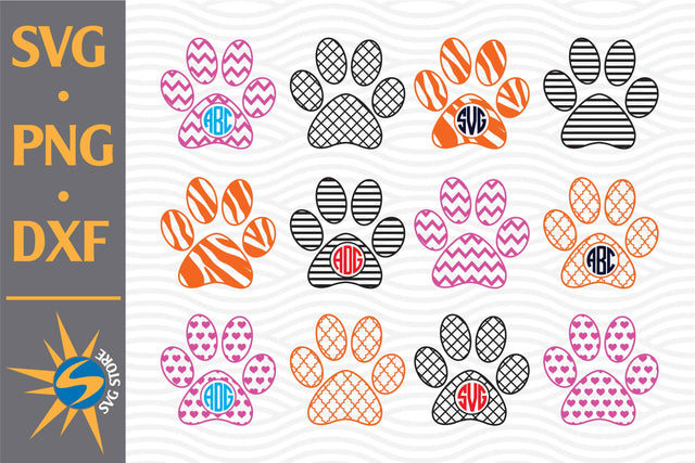 Paw Monogram SVG, PNG, DXF Digital Files Include SVG SVGStoreShop 