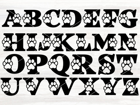 Paw Print Alphabet SVG for Cricut or Silhouette SVG Apple Grove Designs 