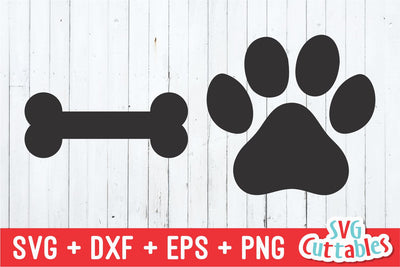 Paw Print and Bone Svg Cuttables 