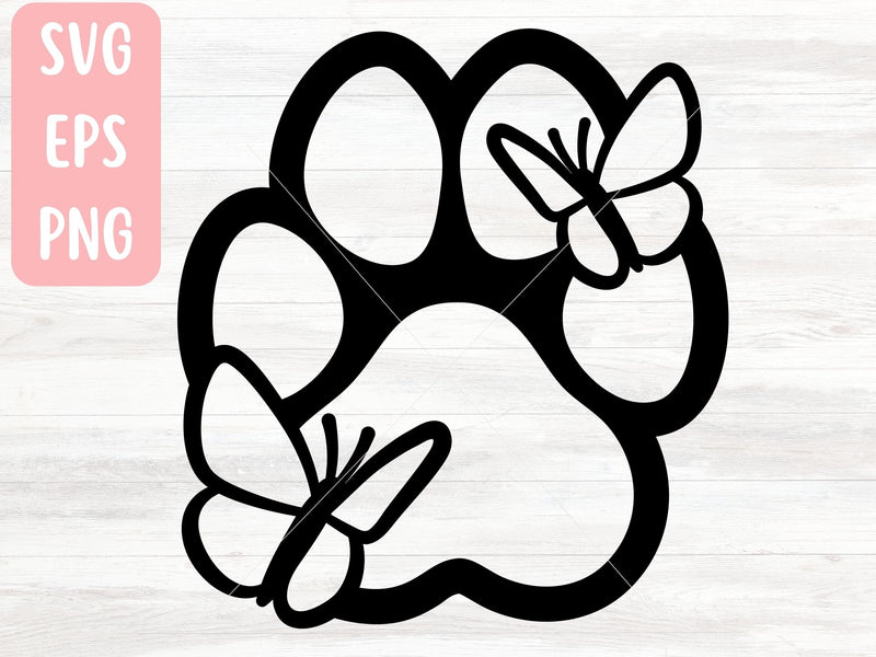 Paw Print Butterfly SVG File for Cricut or Silhouette SVG Apple Grove Designs 