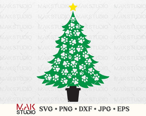 Paw print christmas tree svg, Christmas svg, Christmas tree svg, Paw print svg, Dog christmas svg, Christmas paw svg, Christmas dog svg SVG MAKStudion 