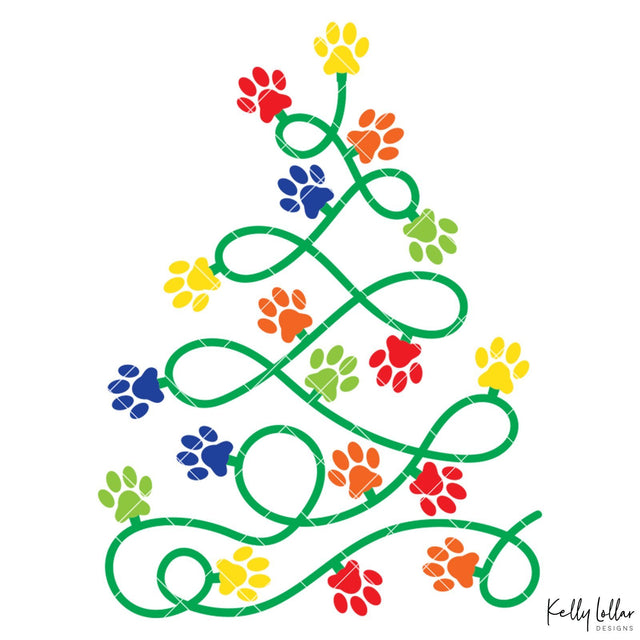 Paw Print Christmas Tree SVG Kelly Lollar Designs 