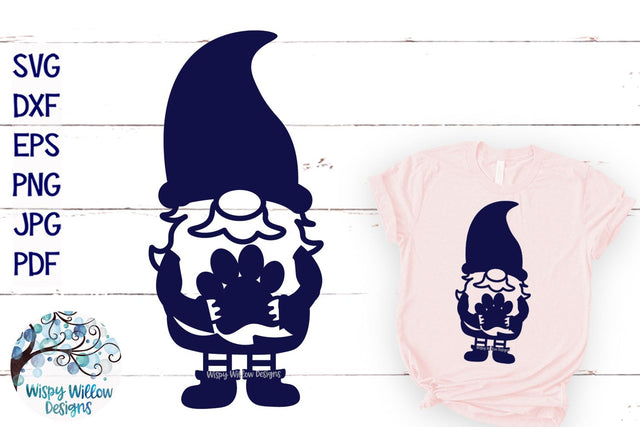 Paw Print Gnome SVG SVG Wispy Willow Designs 