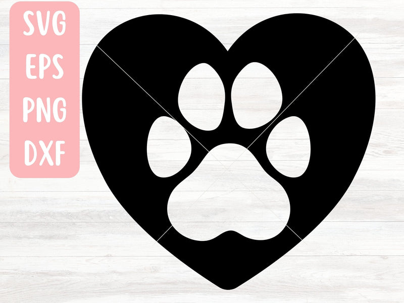 Paw Print Heart SVG File for Cricut or Silhouette, Animal Lover SVG Vector SVG Apple Grove Designs 