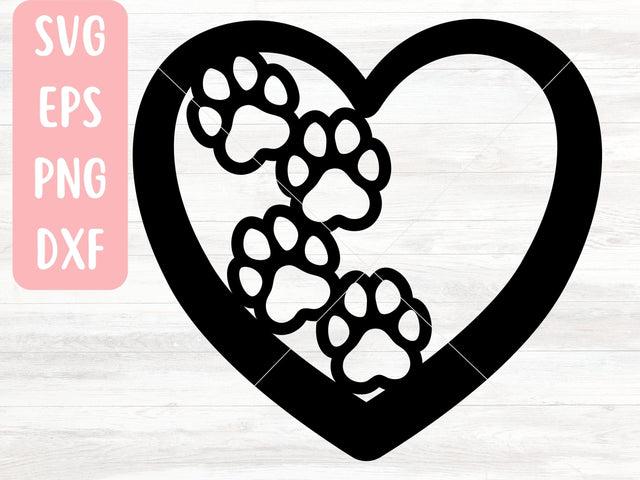Paw Print Heart SVG File for Cricut or Silhouette, Animal Lover SVG Vector SVG Apple Grove Designs 