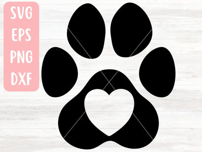 Paw Print Heart SVG File for Cricut or Silhouette, Animal Lover SVG Vector SVG Apple Grove Designs 