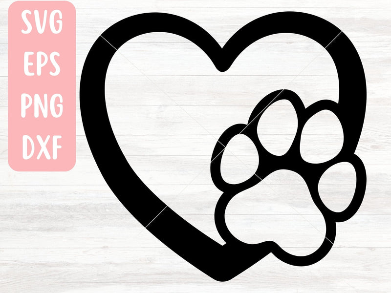 Paw Print Heart SVG File for Cricut or Silhouette SVG Apple Grove Designs 