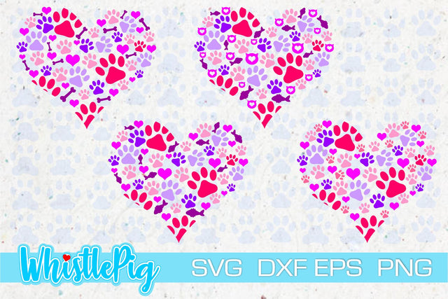 Paw Print Heart SVG Paw Print Pattern Paw Print SVG Pattern Paw Print Design Paw Print Download Paw Print Cricut Cut File Heart Svg Dog Mom SVG Whistlepig Designs 