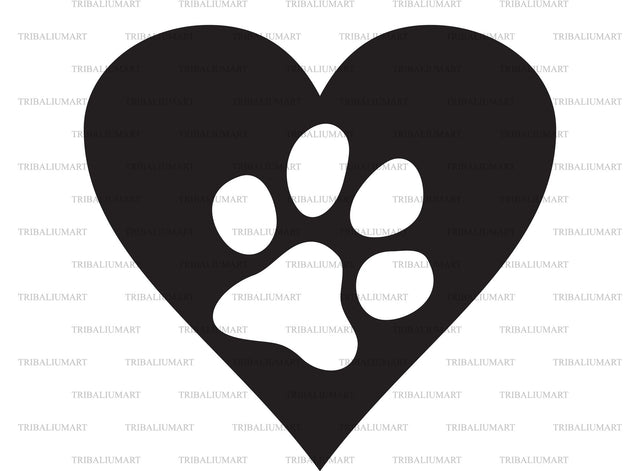 Paw Print Heart SVG TribaliumArtSF 