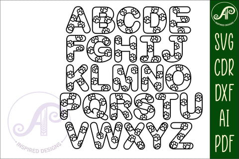 Paw print letters alphabet set. 26 layered letters. SVG APInspireddesigns 