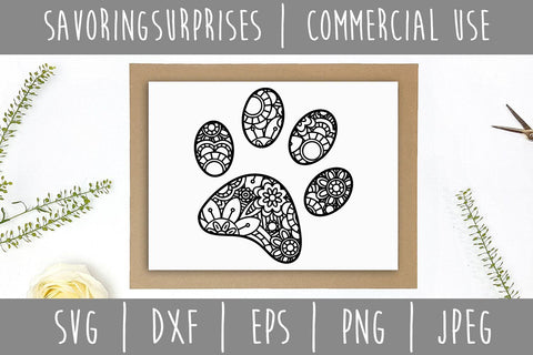 Paw Print Mandala Zentangle SVG SavoringSurprises 