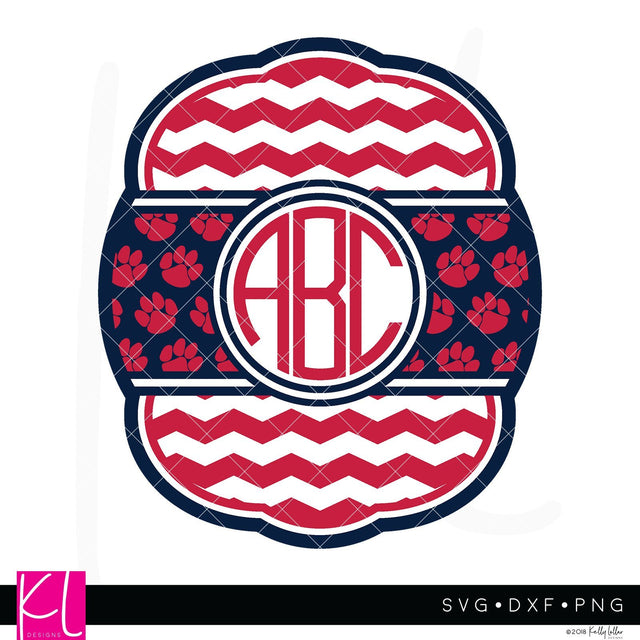 Paw Print Monogram Frame SVG Kelly Lollar Designs 