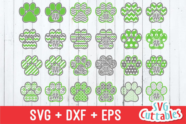 Paw Print Monogram Frame SVG Svg Cuttables 