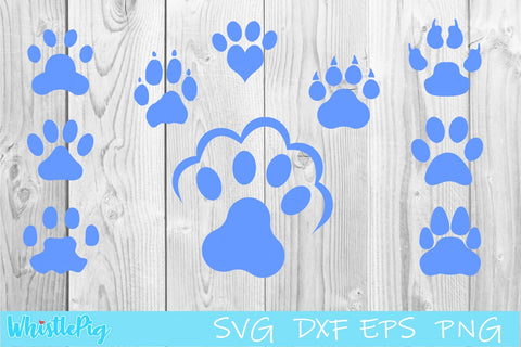 Paw Print SVG Bundle Paw Print Cut Files Cat Svg Dog Svg Pet SVG Whistlepig Designs 