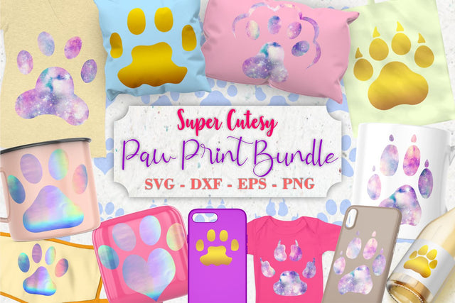 Paw Print SVG Bundle Paw Print Cut Files Cat Svg Dog Svg Pet SVG Whistlepig Designs 