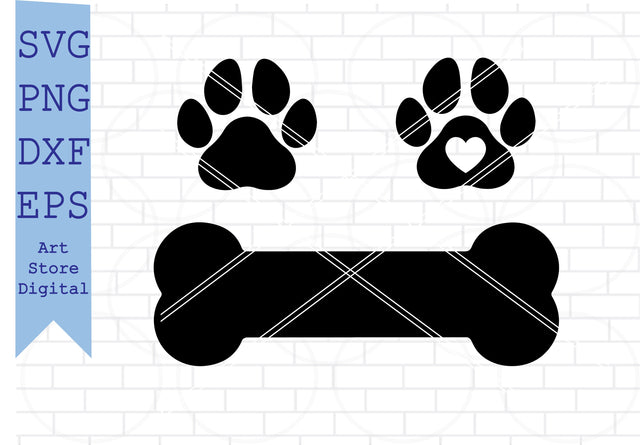 Paw Print Svg, Dog Bone SVG SVG Artstoredigital 