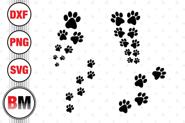 Paw Print SVG, PNG, DXF Files SVG BMDesign 