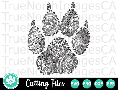 Paw Print SVG | Zentangle SVG | Mandala SVG SVG TrueNorthImagesCA 