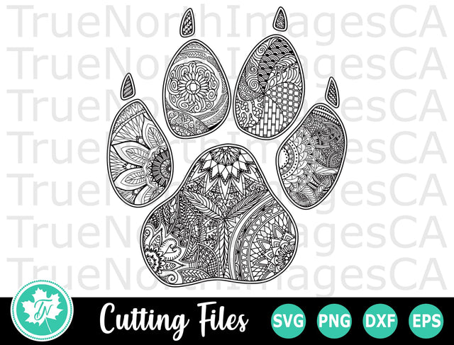 Paw Print SVG | Zentangle SVG | Mandala SVG SVG TrueNorthImagesCA 