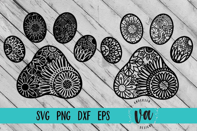 Paw Print Zentangle SVG SVG V. Anderson Designs 
