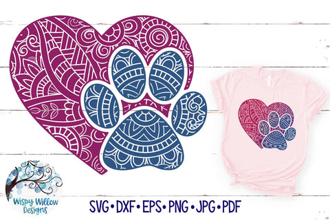 Paw Print Zentangle SVG SVG Wispy Willow Designs 