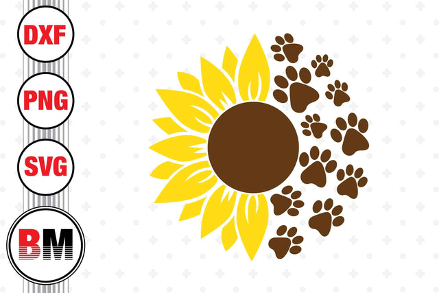 Paw Sunflower SVG, PNG, DXF Files SVG BMDesign 