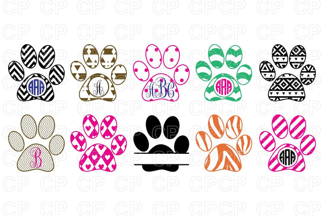 Paw SVG, Pet Monogram SVG SVG cutperfectstudio 