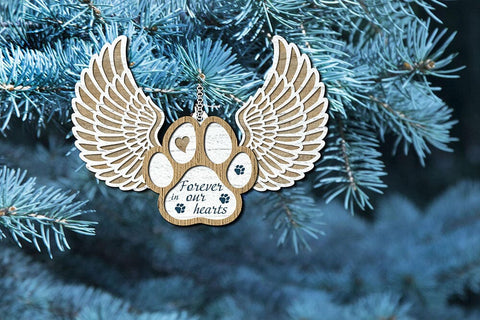 Paw with wings svg Pet memorial layered ornament Winged paw SVG LanaMagDigital 