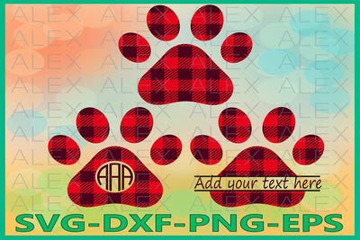 Paws Buffalo Plaid Svg, Dog Paws SVG AlexSVGStudio 