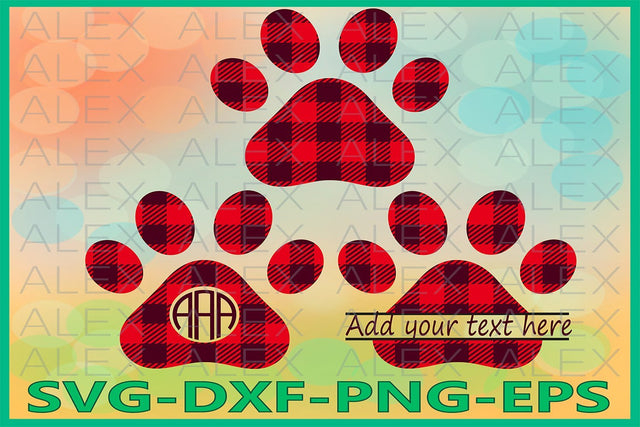 Paws Buffalo Plaid Svg, Dog Paws SVG AlexSVGStudio 
