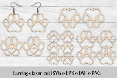 Paws earrings laser cut | Paws earrings SVG SVG Svetana Studio 