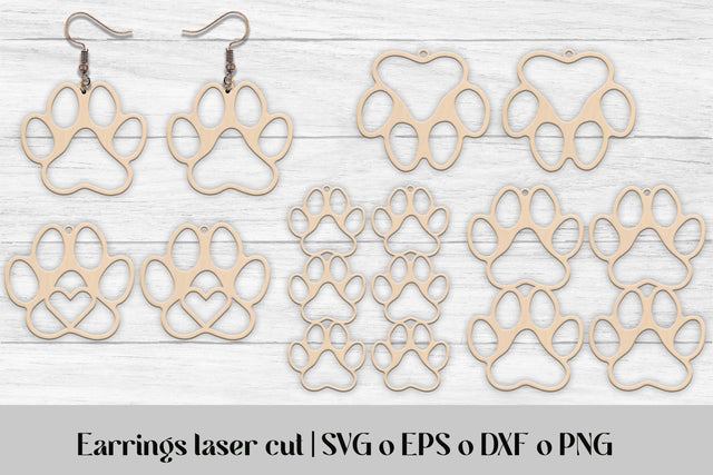 Paws earrings laser cut | Paws earrings SVG SVG Svetana Studio 