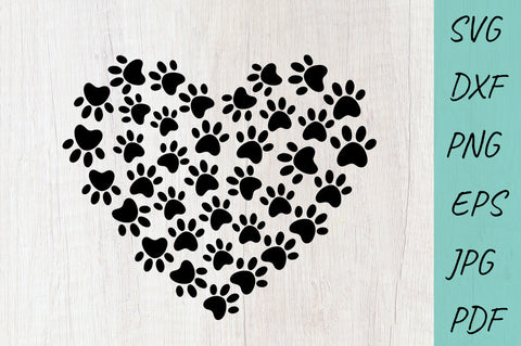 Paws Print Heart SVG, Paw SVG, Paw Prints SVG, Cat Paw SVG - So Fontsy