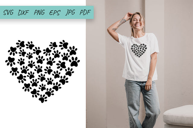 Paws Print Heart SVG, Paw SVG, Paw Prints SVG, Cat Paw SVG SVG Irina Ostapenko 