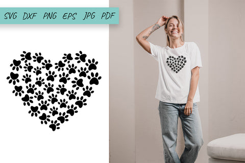 Paws Print Heart SVG, Paw SVG, Paw Prints SVG, Cat Paw SVG SVG Irina Ostapenko 