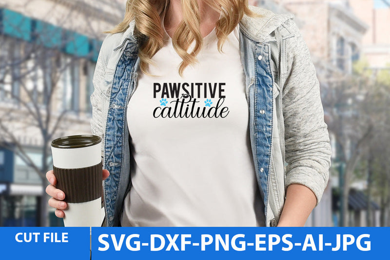 PawSitive Cattitude SVG Cut File, Cat SVG Bundle SVG BlackCatsMedia 